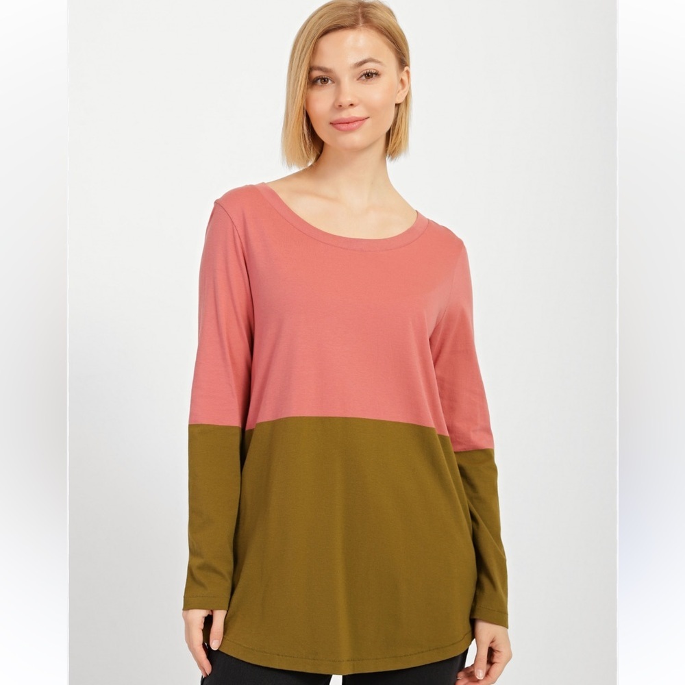 COS Colorblock Pink and Olive Women's cotton long sleeve size medium